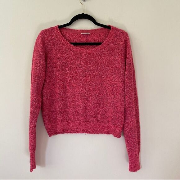 Noisy May - Textured Crop Pink/Black Sweater - Picture 2 of 13